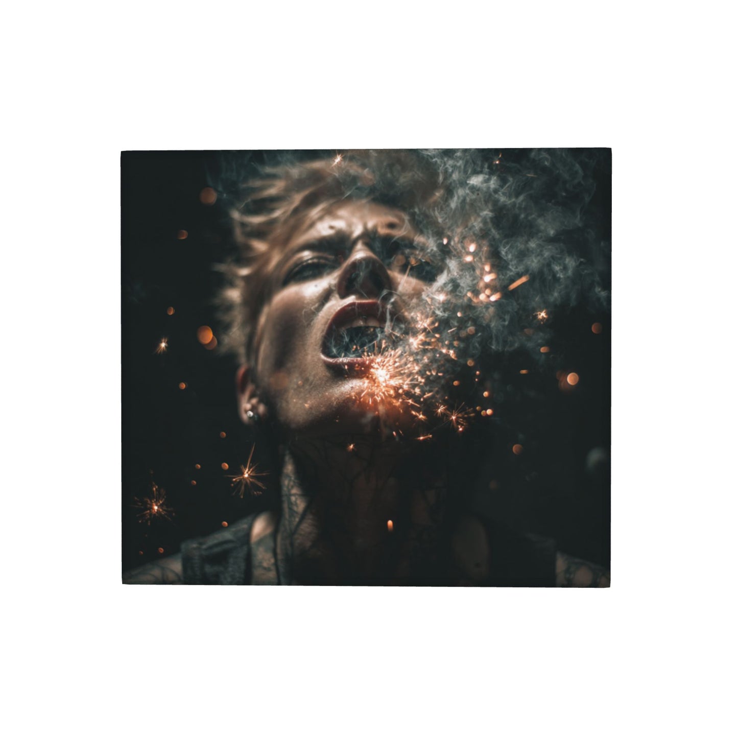 Dark Fire Portrait Kitchen Drying Mat – 16×18in Absorbent & Non-Slip Counter Protector