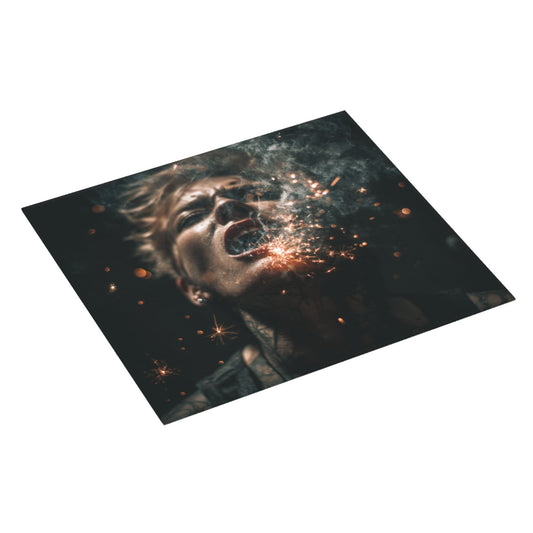 Dark Fire Portrait Kitchen Drying Mat – 16×18in Absorbent & Non-Slip Counter Protector