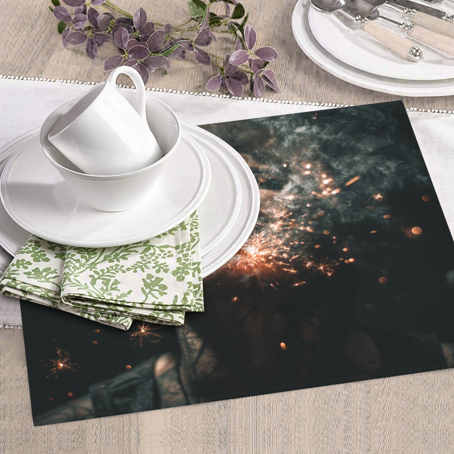 Dark Fire Portrait Kitchen Drying Mat – 16×18in Absorbent & Non-Slip Counter Protector