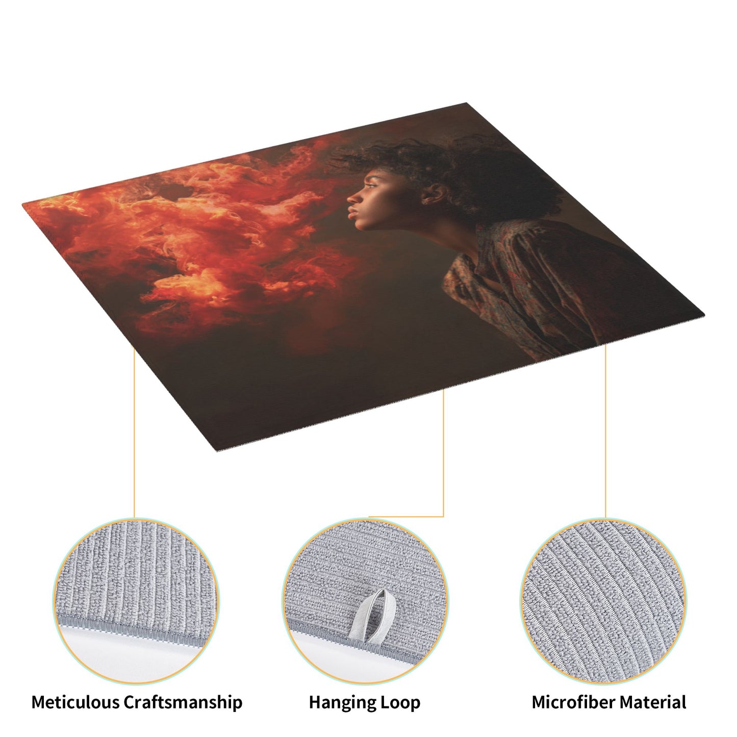 Red Mist Portrait Kitchen Counter Drying Mat – 16×18in Absorbent & Non-Slip Mat