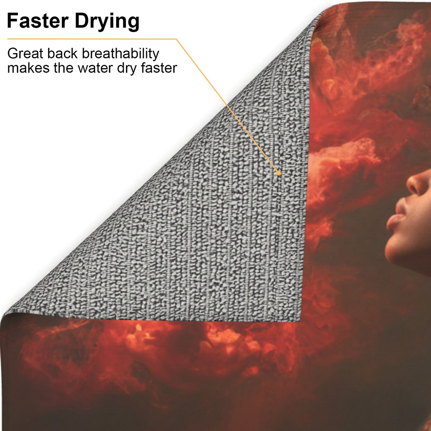 Red Mist Portrait Kitchen Counter Drying Mat – 16×18in Absorbent & Non-Slip Mat