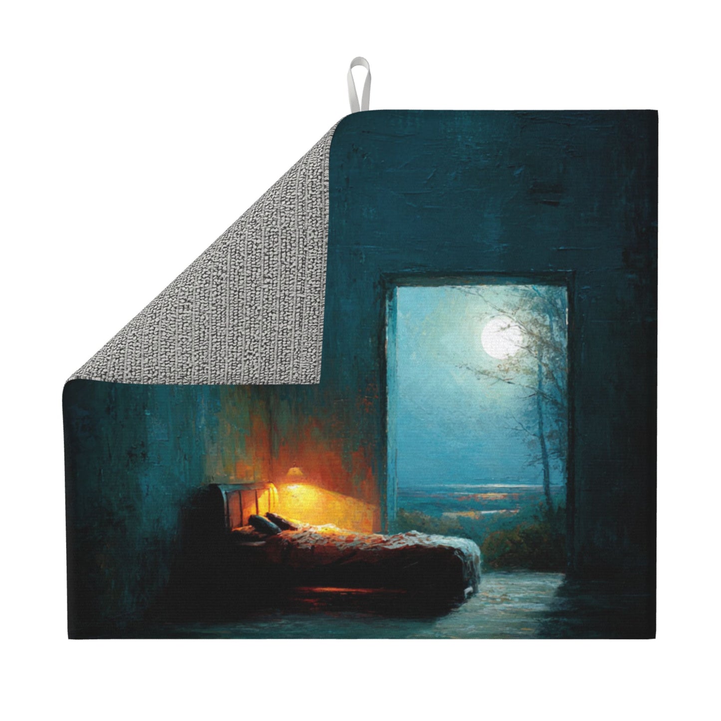 Moonlit Room Art Kitchen Drying Mat – 16×18in Absorbent & Non-Slip Counter Mat