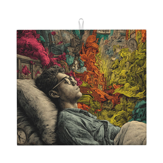 Dream City Illustration Kitchen Drying Mat – 16×18in Absorbent & Non-Slip Artistic Counter Mat