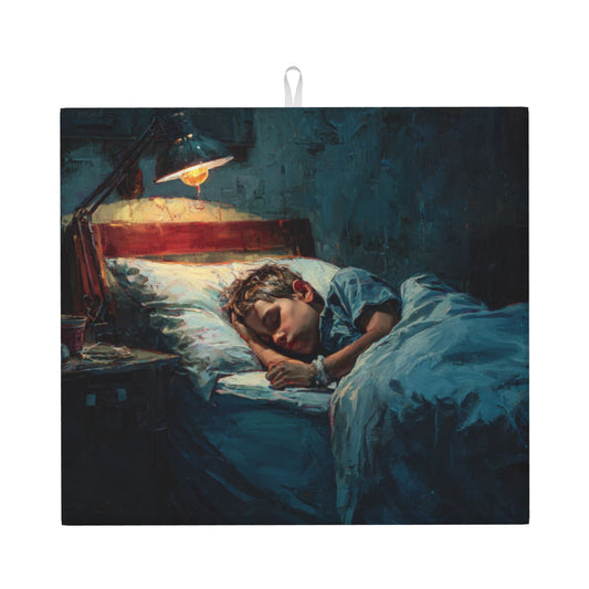Sleeping Boy Oil Painting Kitchen Drying Mat – 16×18in Absorbent & Non-Slip Counter Mat