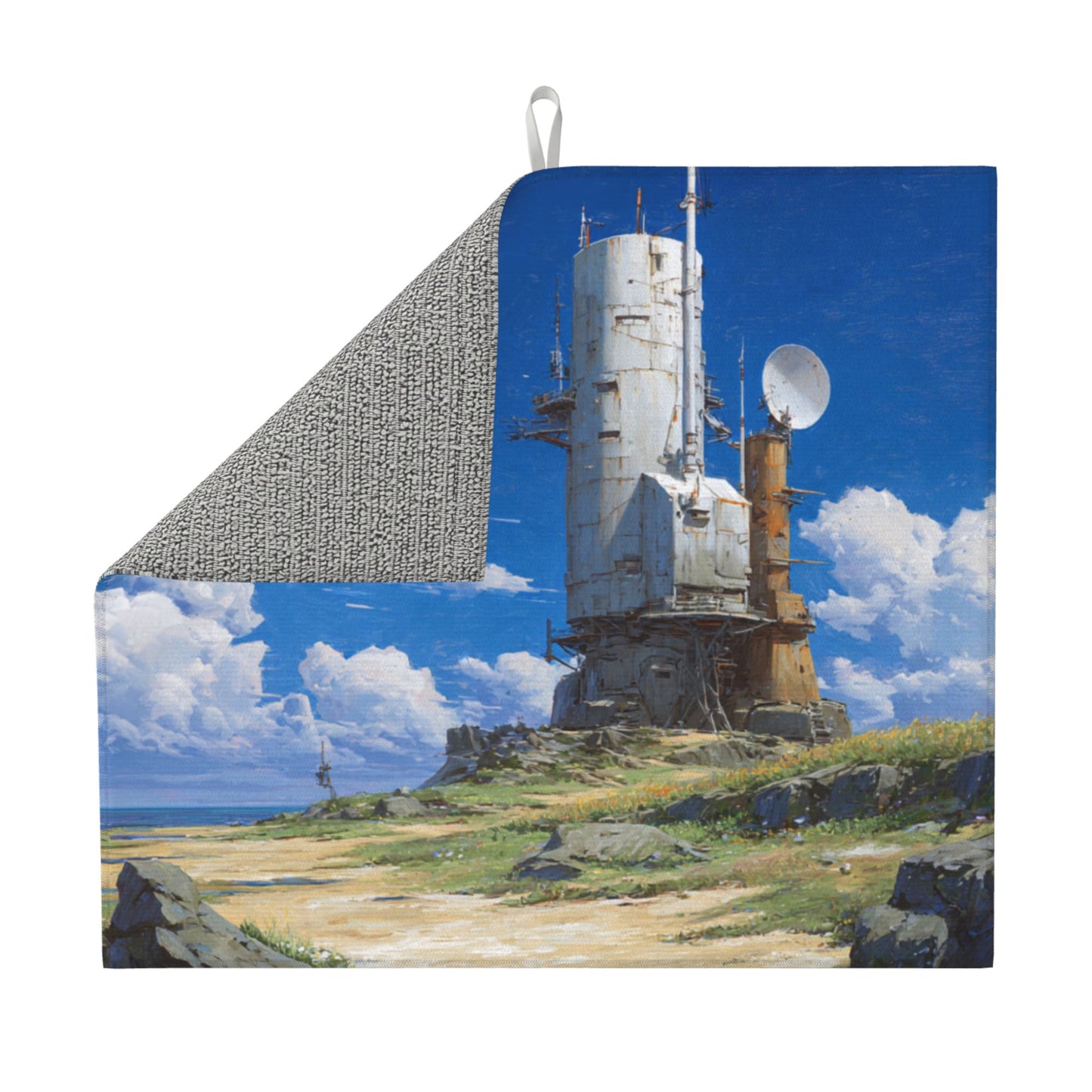 Sky Tower Kitchen Drying Mat – 18x16in Artistic Absorbent Microfiber Dish Mat with Anti-Slip Backing