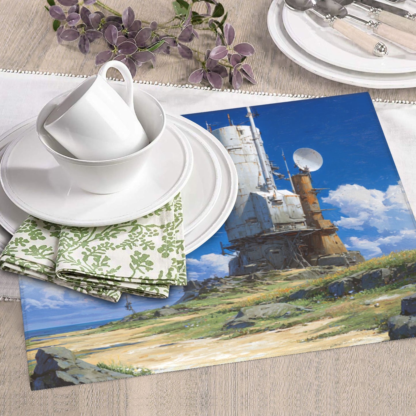 Sky Tower Kitchen Drying Mat – 18x16in Artistic Absorbent Microfiber Dish Mat with Anti-Slip Backing