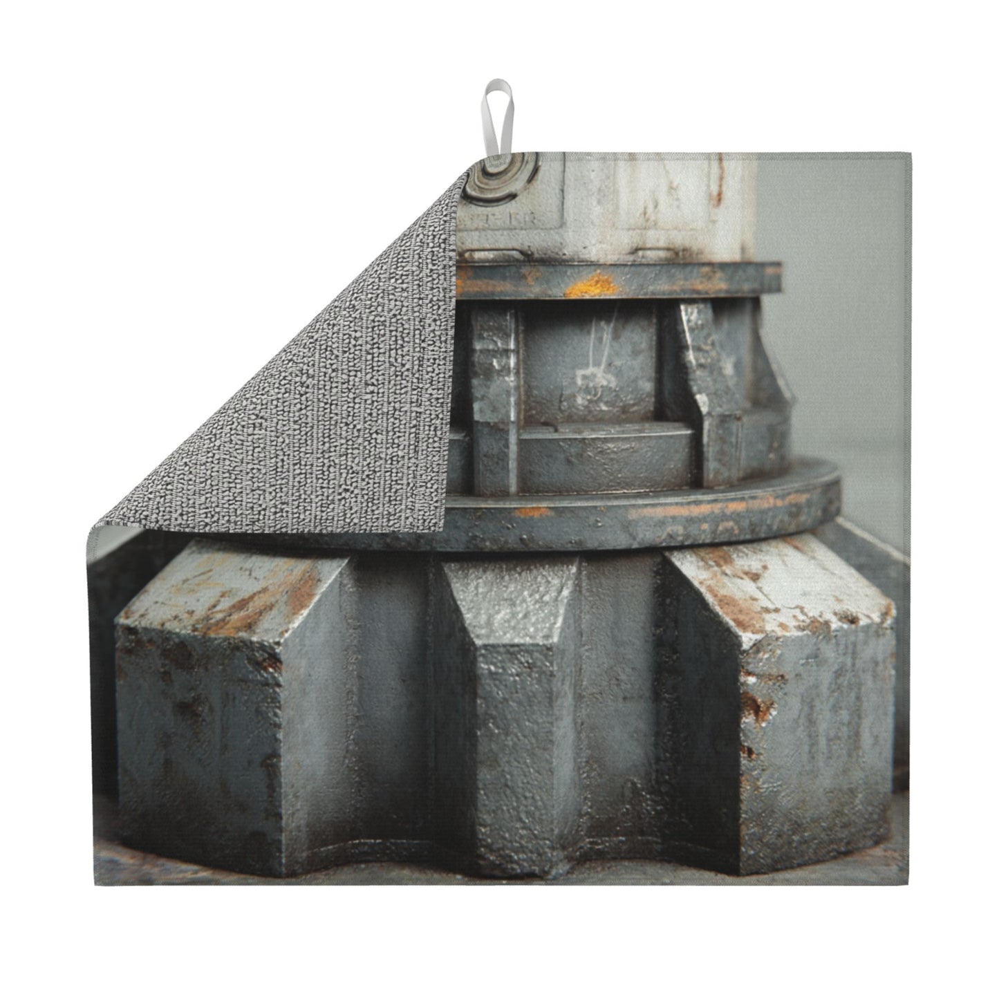 Industrial Gear Print Kitchen Drying Mat – 18x16in Rusty Metal Aesthetic Counter Mat with Anti-Slip Base