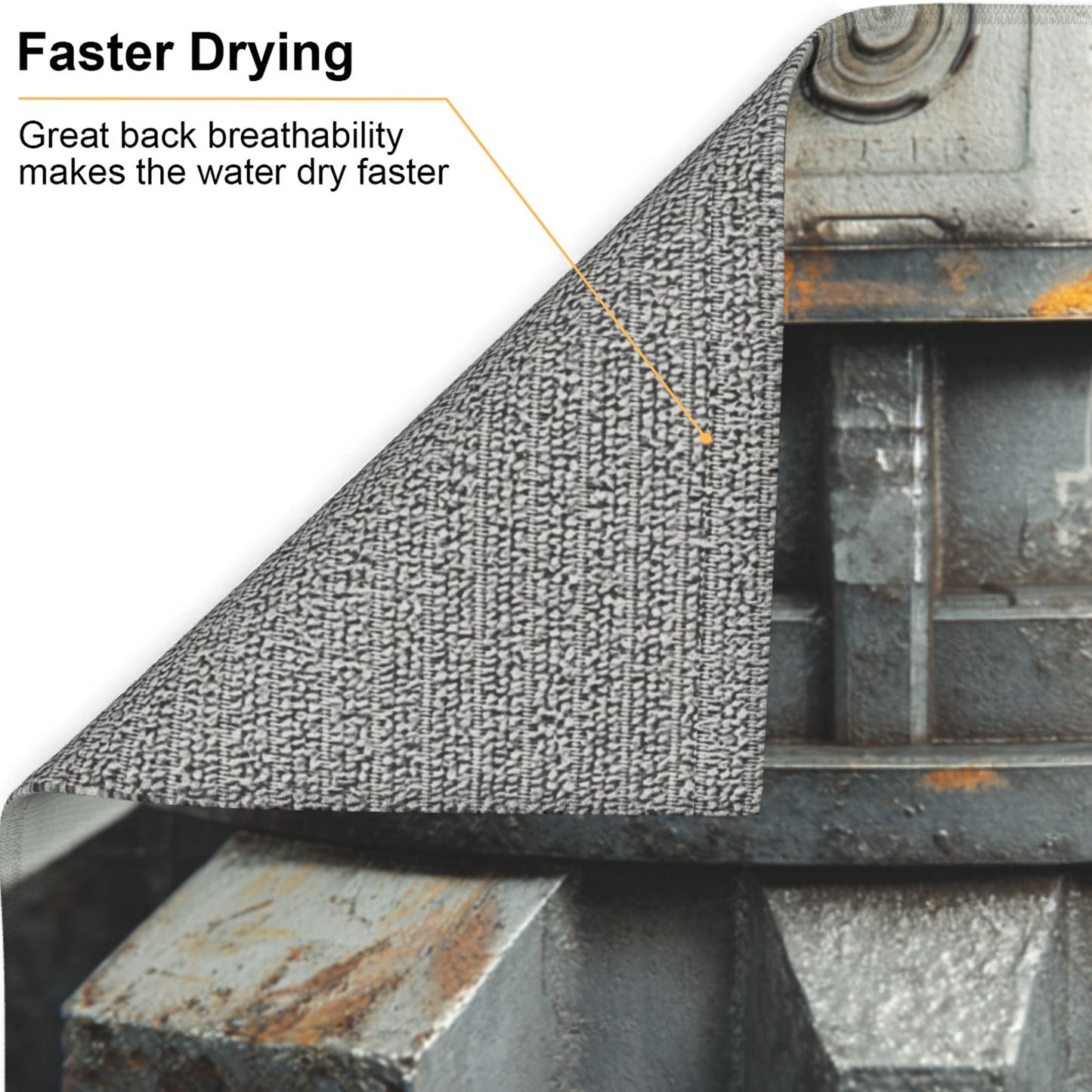 Industrial Gear Print Kitchen Drying Mat – 18x16in Rusty Metal Aesthetic Counter Mat with Anti-Slip Base
