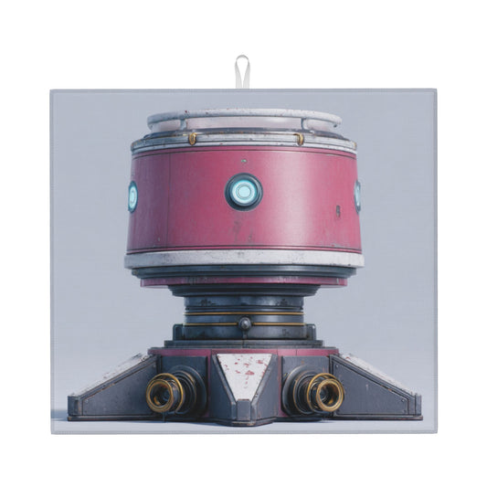 Pink Robot Kitchen Drying Mat – 18x16in Cute Futuristic Absorbent Counter Mat with Non-Slip Base