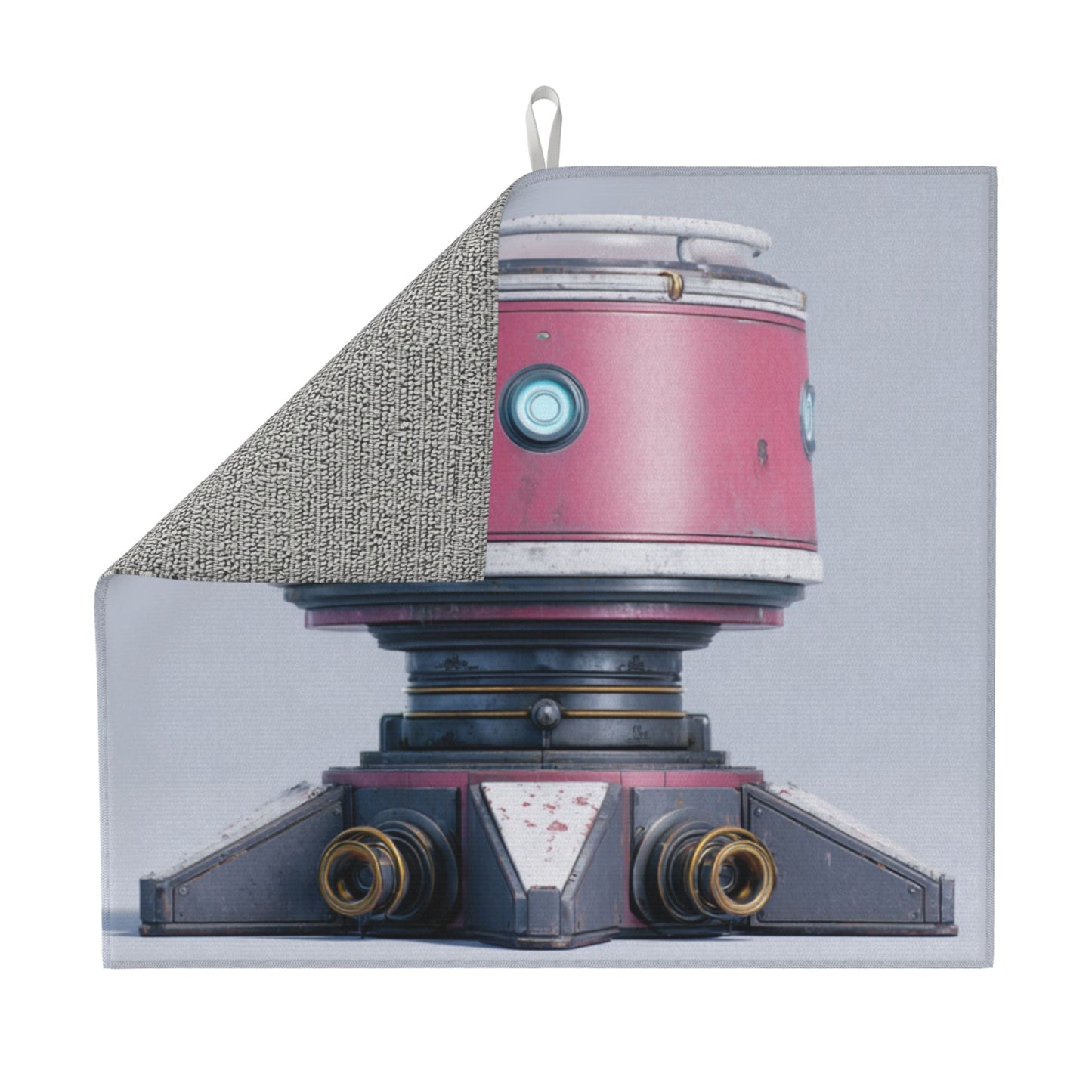 Pink Robot Kitchen Drying Mat – 18x16in Cute Futuristic Absorbent Counter Mat with Non-Slip Base