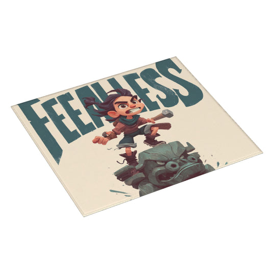 Fearless Boy Cartoon Kitchen Drying Mat – 18x16in Non-Slip Absorbent Dish Mat with Motivational Graphic