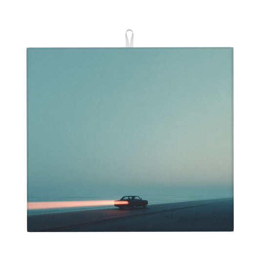Seaside Twilight Car Kitchen Drying Mat – 18x16in Minimalist Water-Absorbent Non-Slip Counter Mat