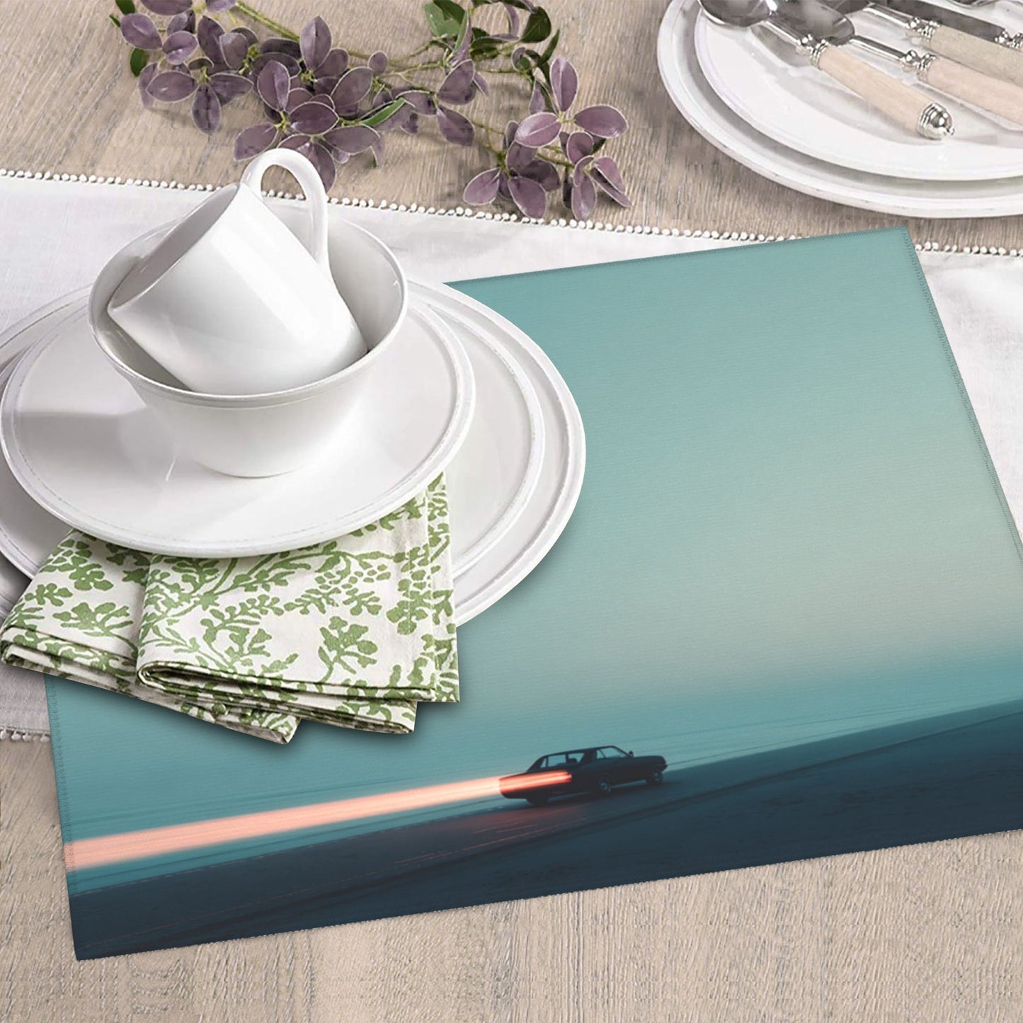 Seaside Twilight Car Kitchen Drying Mat – 18x16in Minimalist Water-Absorbent Non-Slip Counter Mat