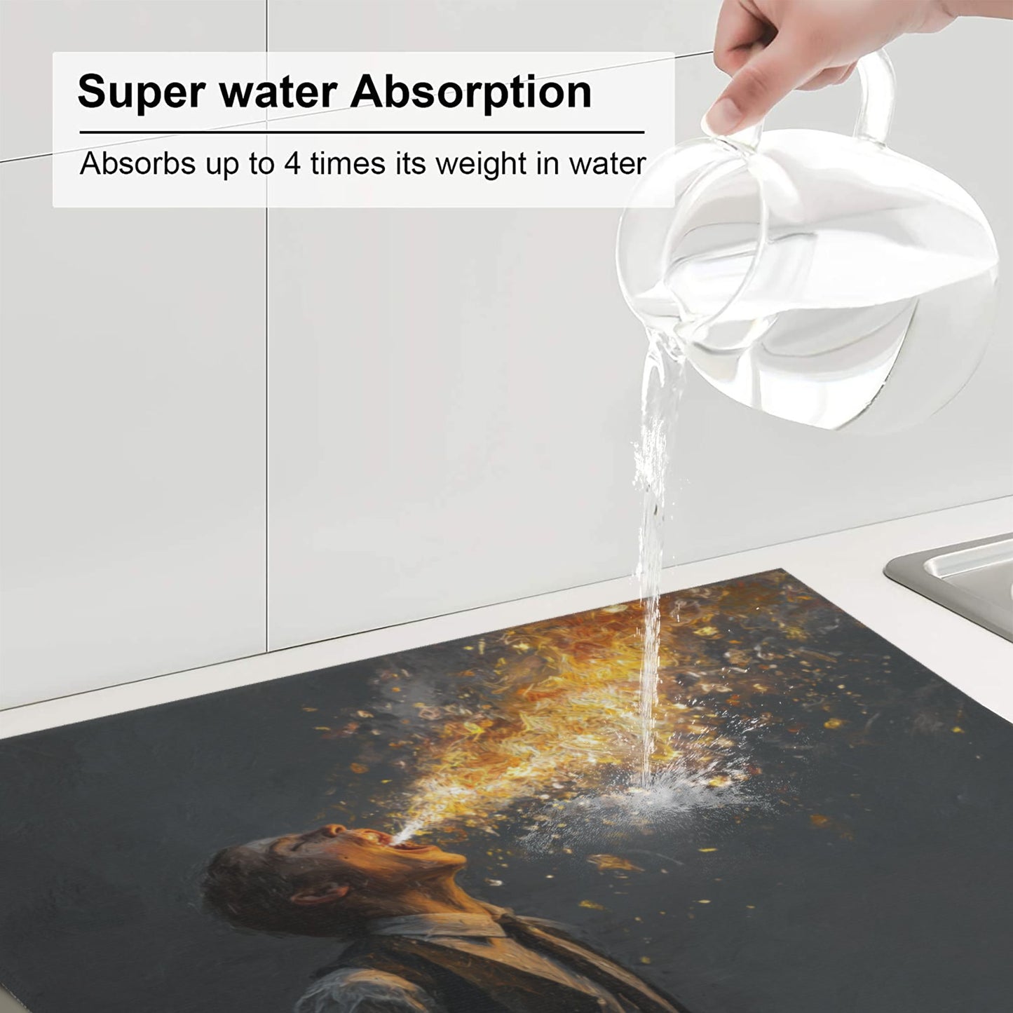 Art-Inspired Kitchen Counter Drying Mat – Absorbent & Anti-Slip, 16×18in