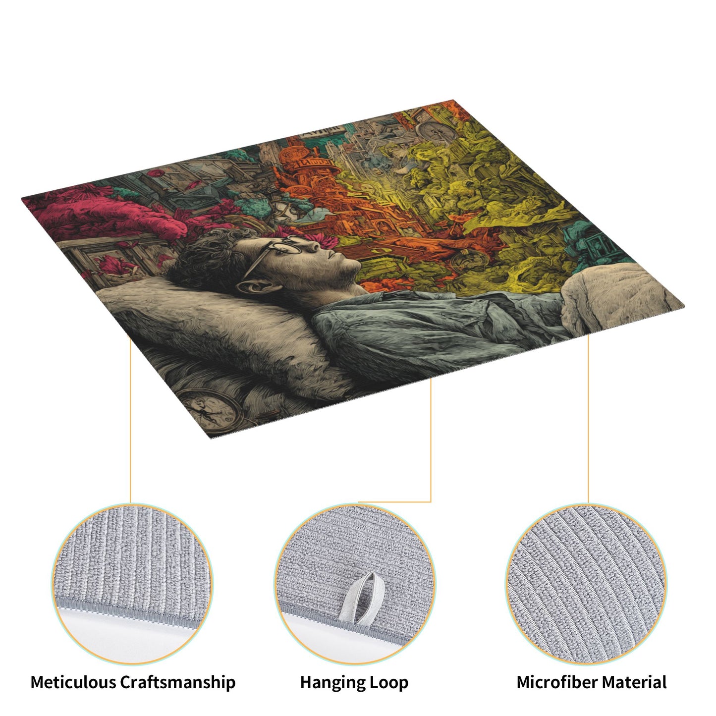 Dream City Illustration Kitchen Drying Mat – 16×18in Absorbent & Non-Slip Artistic Counter Mat