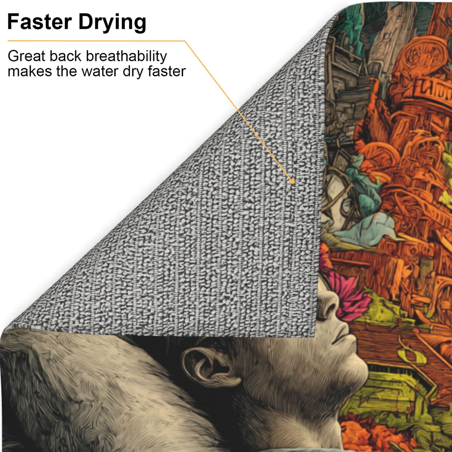 Dream City Illustration Kitchen Drying Mat – 16×18in Absorbent & Non-Slip Artistic Counter Mat