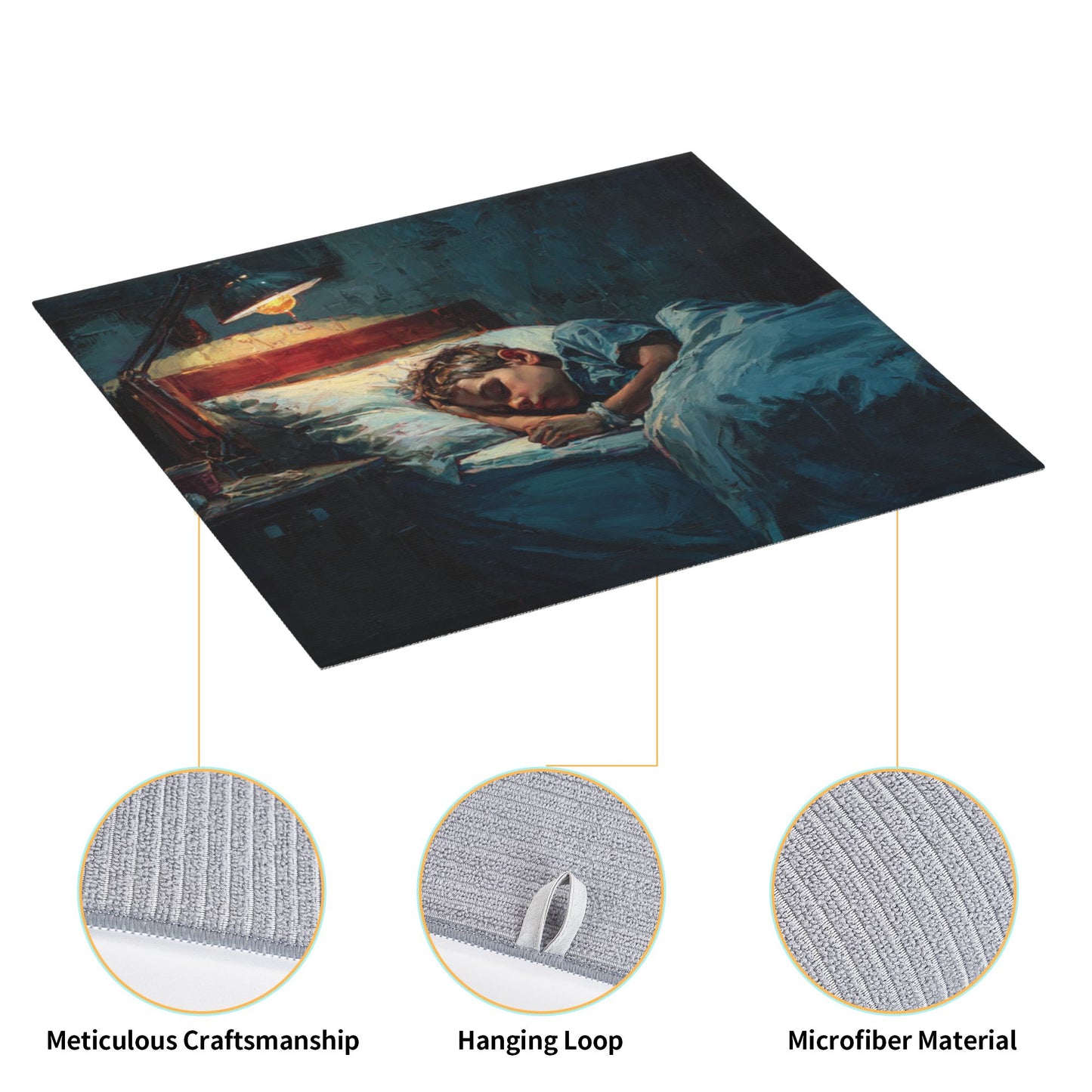Sleeping Boy Oil Painting Kitchen Drying Mat – 16×18in Absorbent & Non-Slip Counter Mat