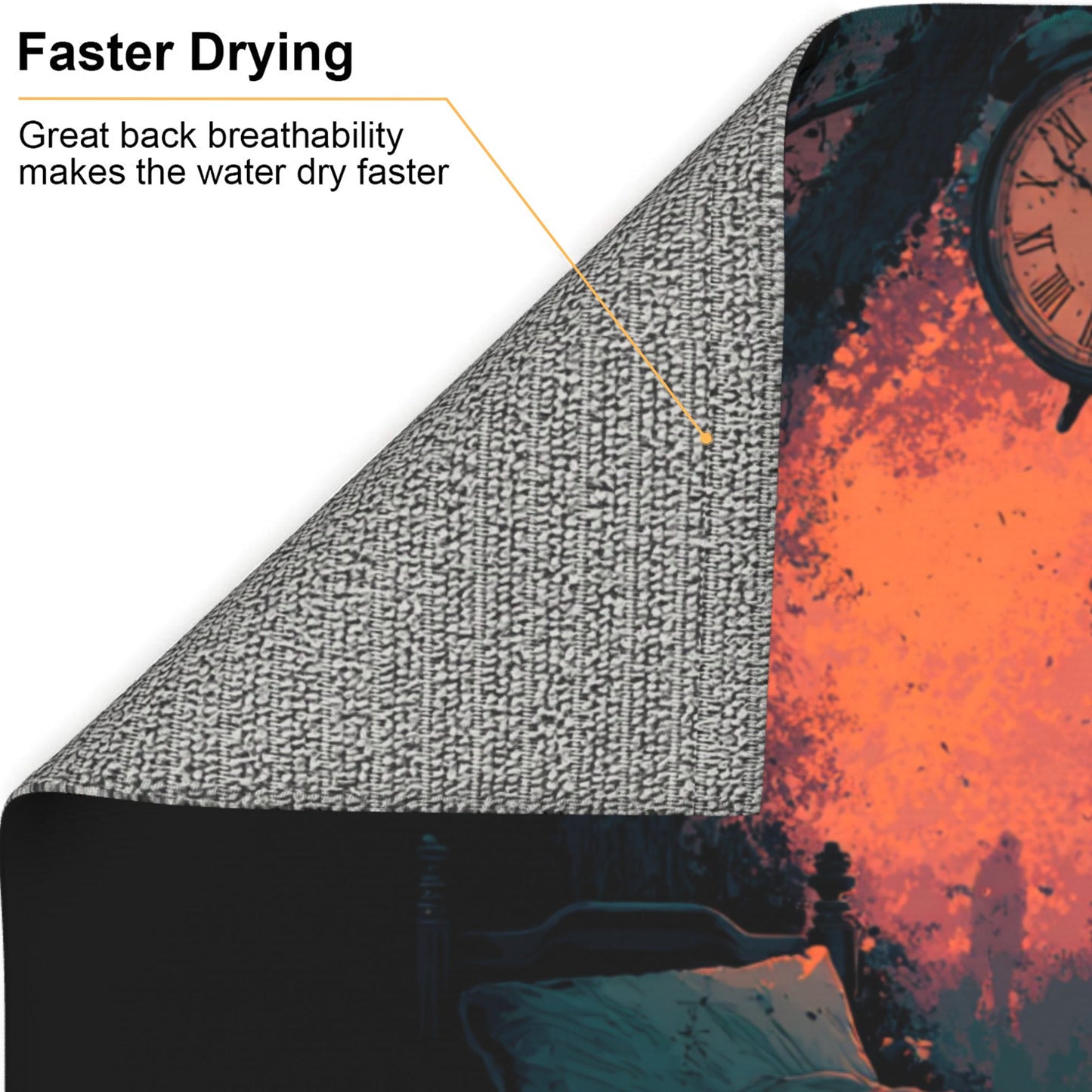 Dreamy Time Art Kitchen Drying Mat – 16x18in Absorbent Counter Pad with Non-Slip Backing