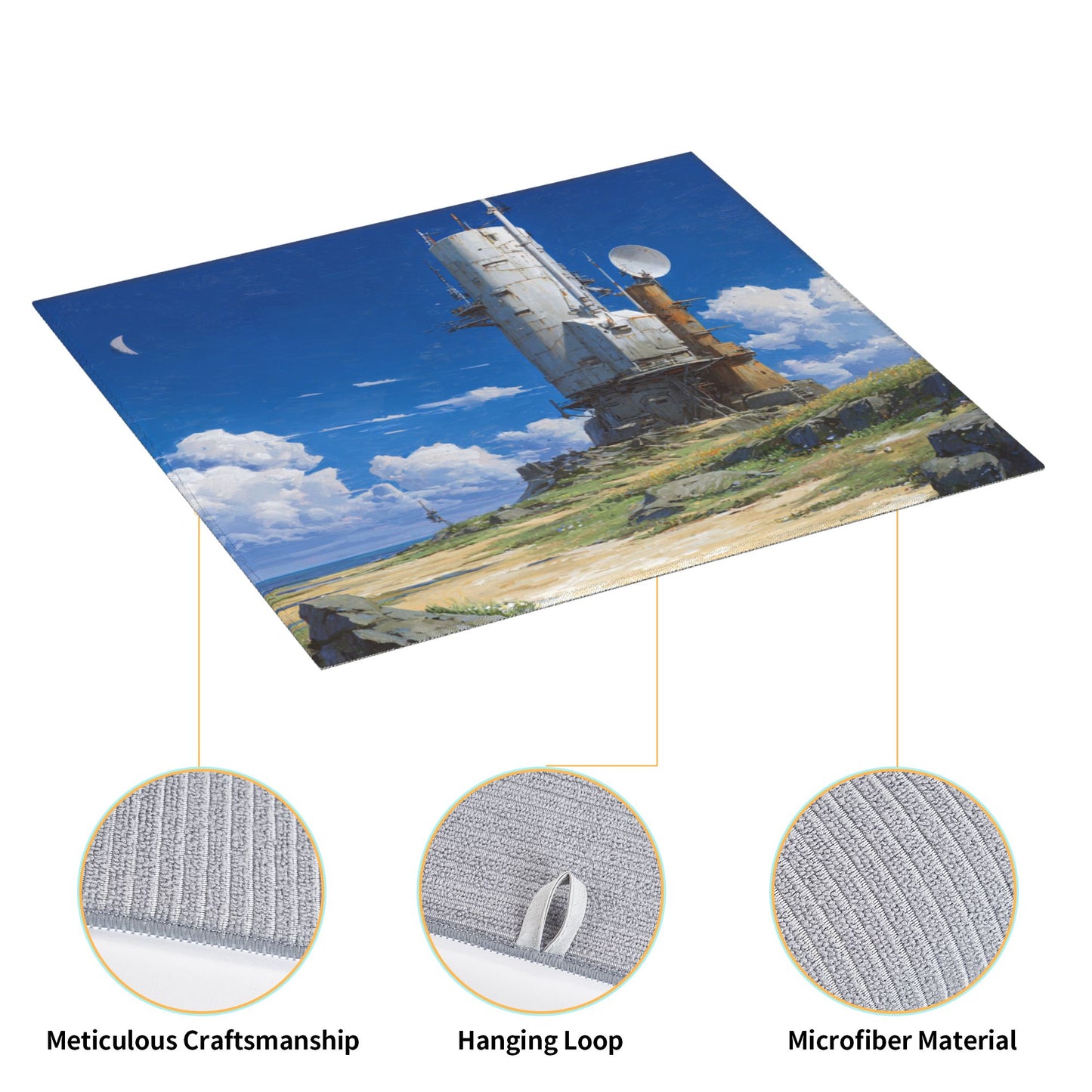 Sky Tower Kitchen Drying Mat – 18x16in Artistic Absorbent Microfiber Dish Mat with Anti-Slip Backing