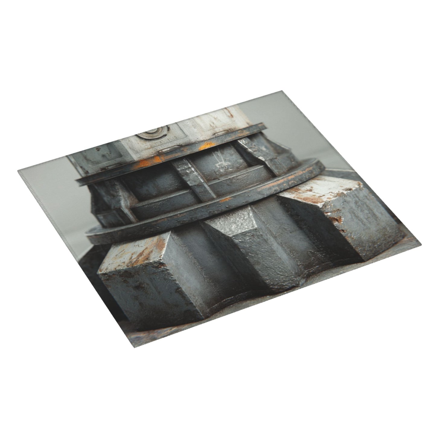 Industrial Gear Print Kitchen Drying Mat – 18x16in Rusty Metal Aesthetic Counter Mat with Anti-Slip Base