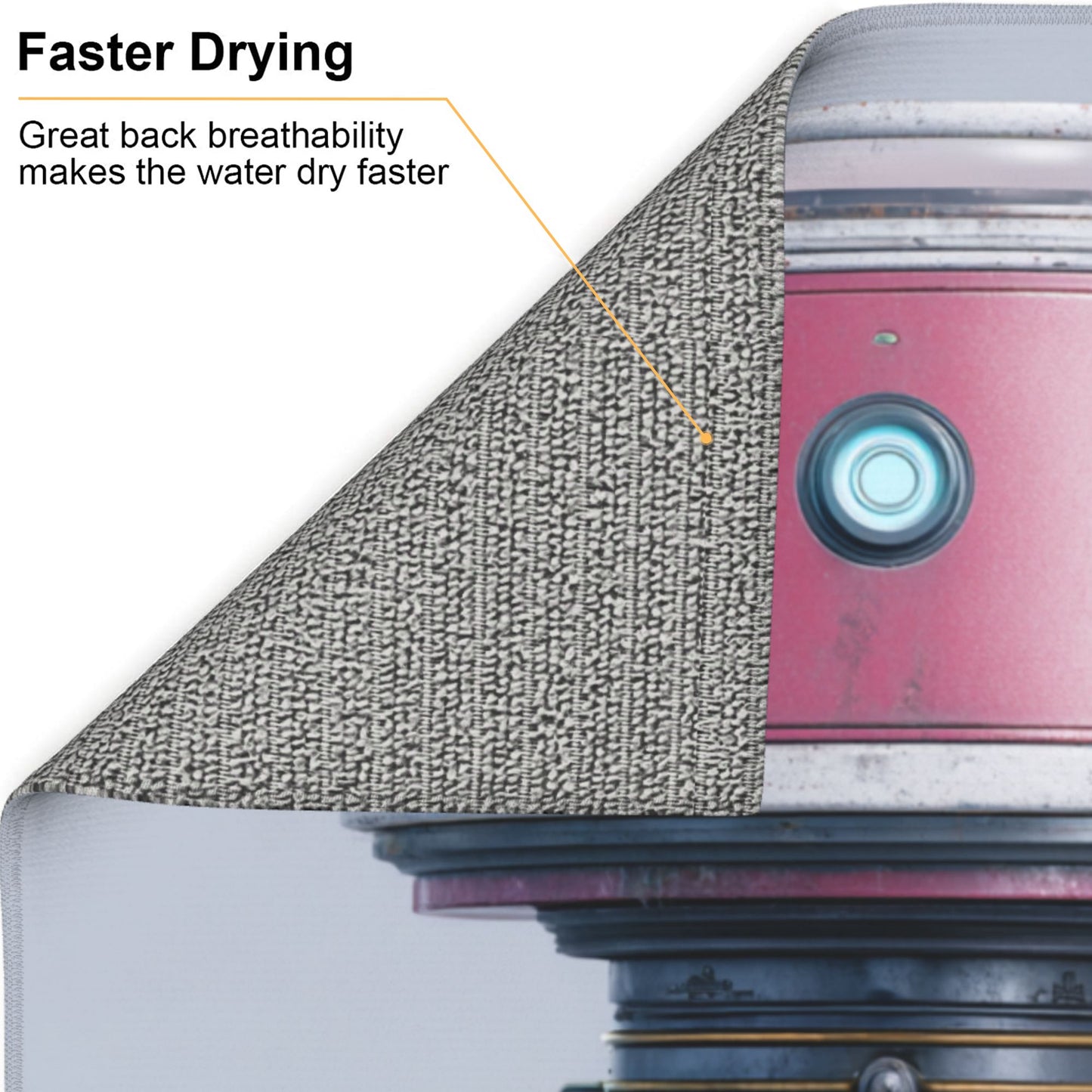 Pink Robot Kitchen Drying Mat – 18x16in Cute Futuristic Absorbent Counter Mat with Non-Slip Base