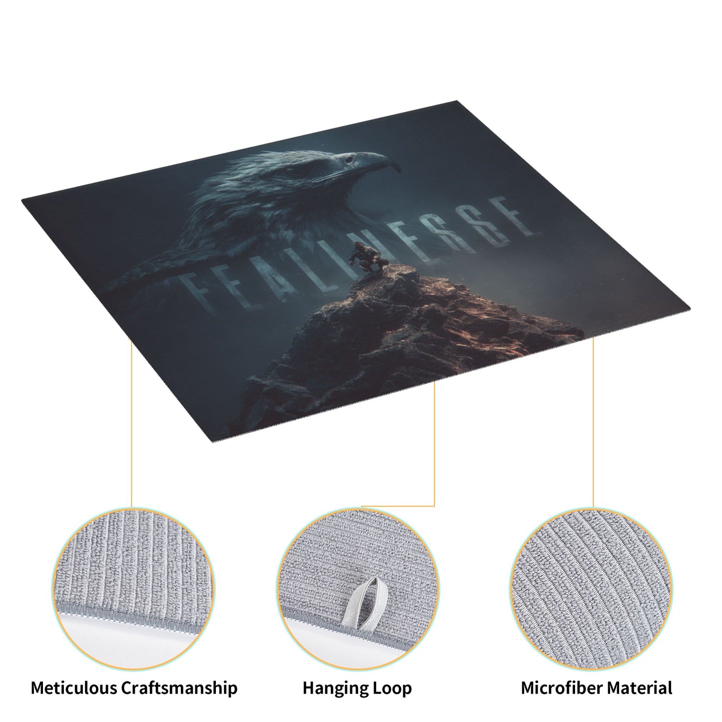 Fearless Eagle Kitchen Drying Mat – 18x16in Non-Slip Absorbent Counter Mat with Brave Mountain Climber Print