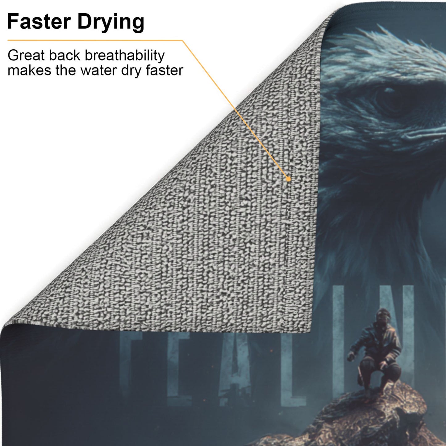 Fearless Eagle Kitchen Drying Mat – 18x16in Non-Slip Absorbent Counter Mat with Brave Mountain Climber Print