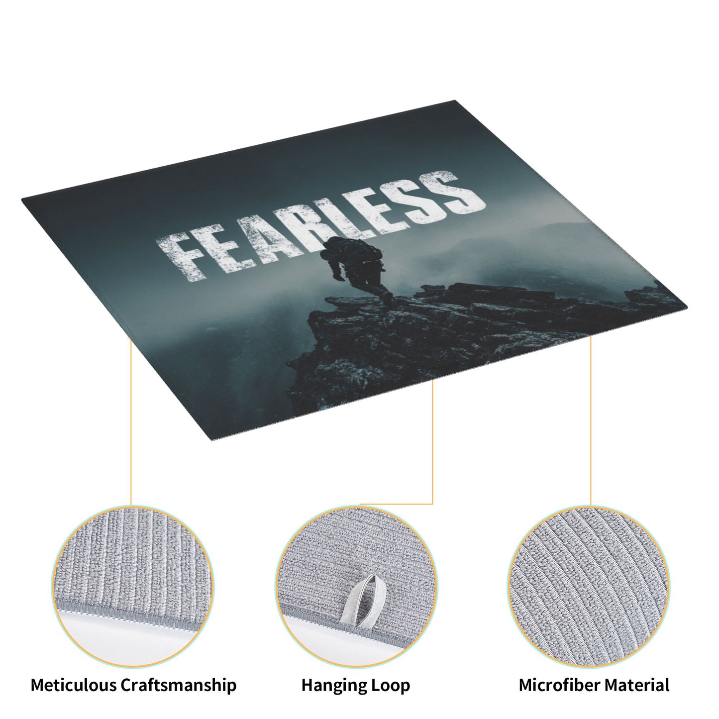 Fearless Climber Kitchen Drying Mat – 18x16in Non-Slip Absorbent Dish Mat with Bold Mountain Hiker Graphic