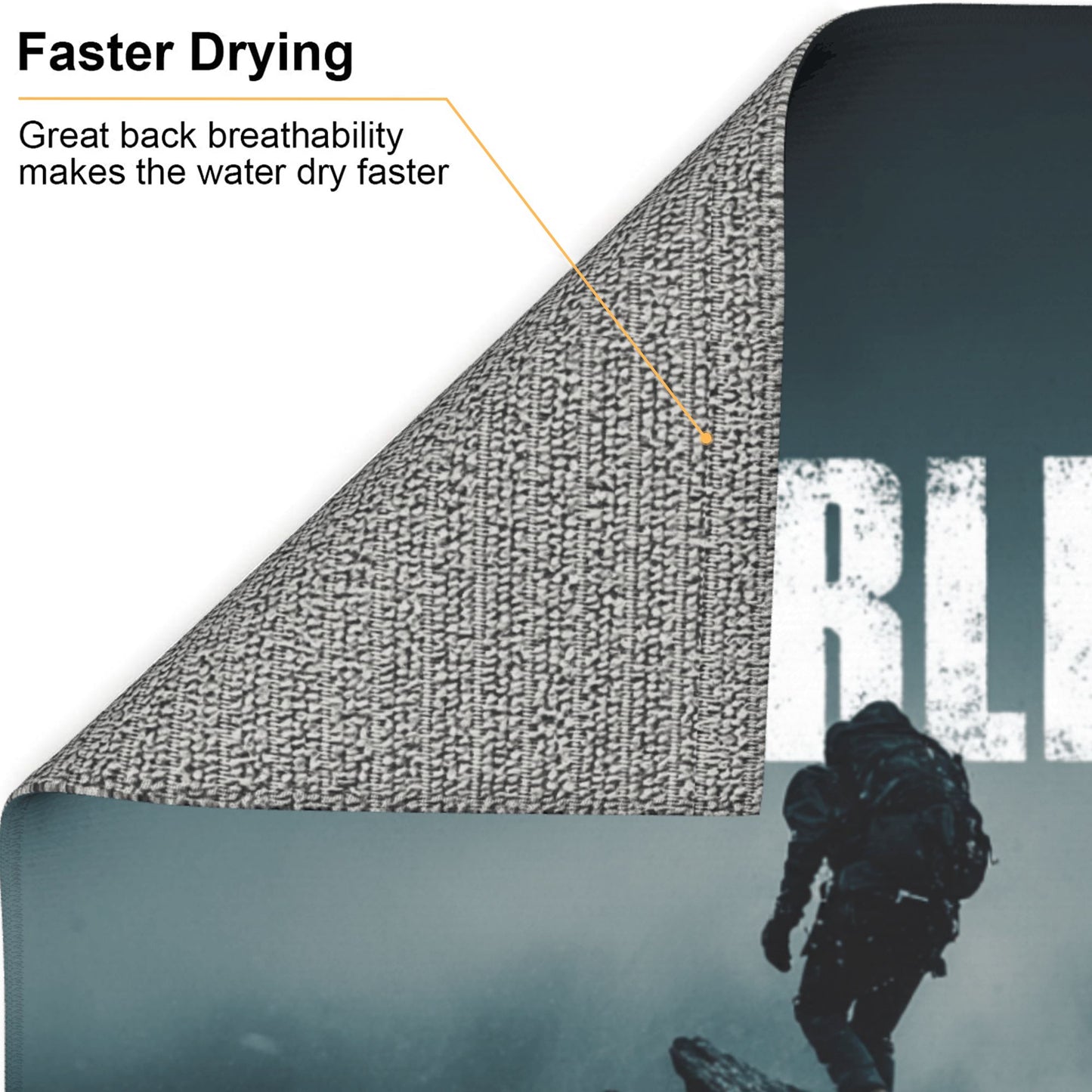 Fearless Climber Kitchen Drying Mat – 18x16in Non-Slip Absorbent Dish Mat with Bold Mountain Hiker Graphic