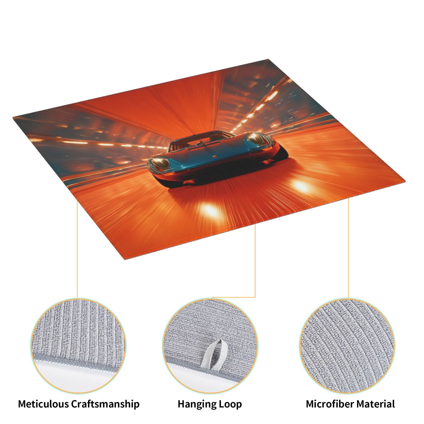High-Speed Tunnel Car Kitchen Drying Mat – 18x16in Absorbent Non-Slip Dish Mat with Retro Sports Car Design