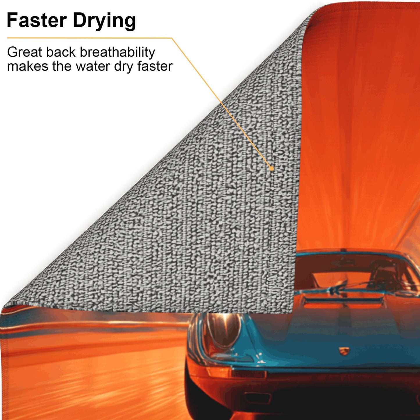 High-Speed Tunnel Car Kitchen Drying Mat – 18x16in Absorbent Non-Slip Dish Mat with Retro Sports Car Design
