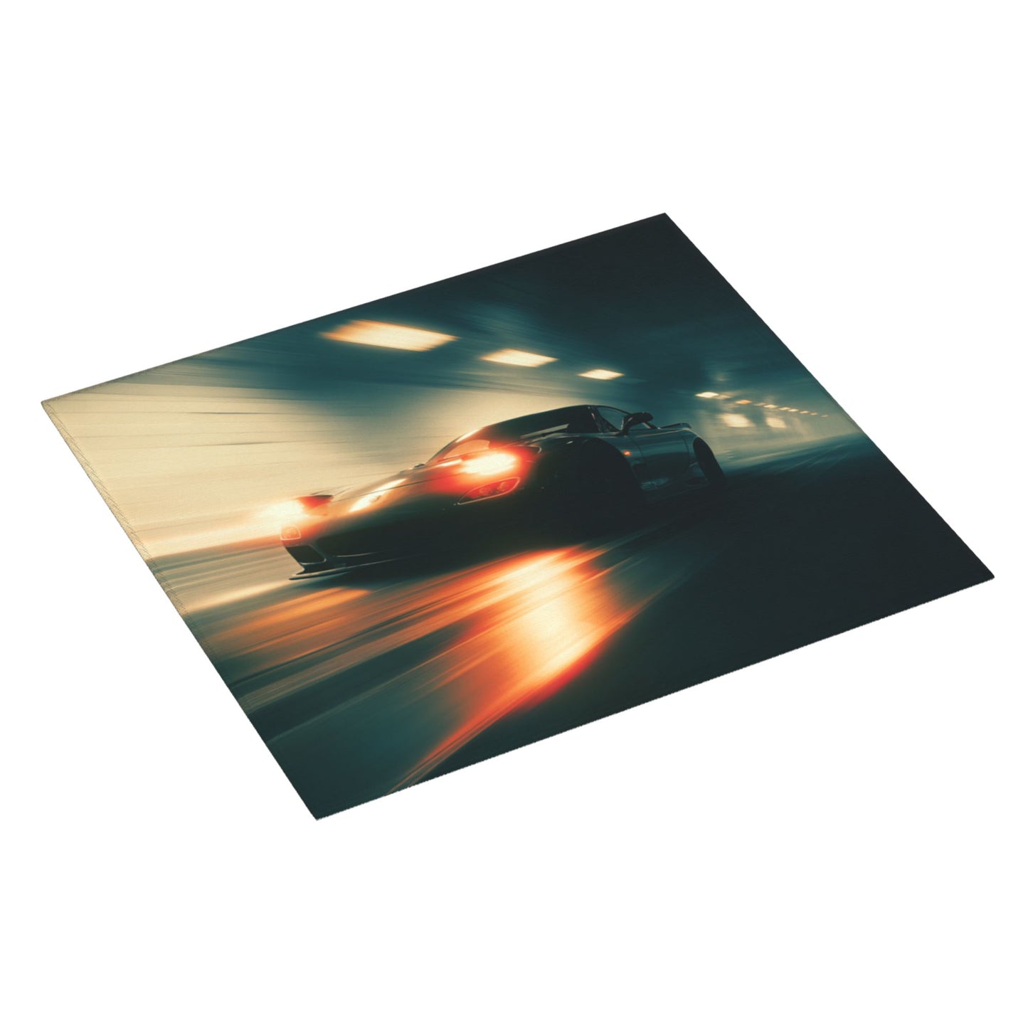 Night Racer Kitchen Drying Mat – 18x16in Absorbent Non-Slip Counter Mat with Tunnel Speed Car Design