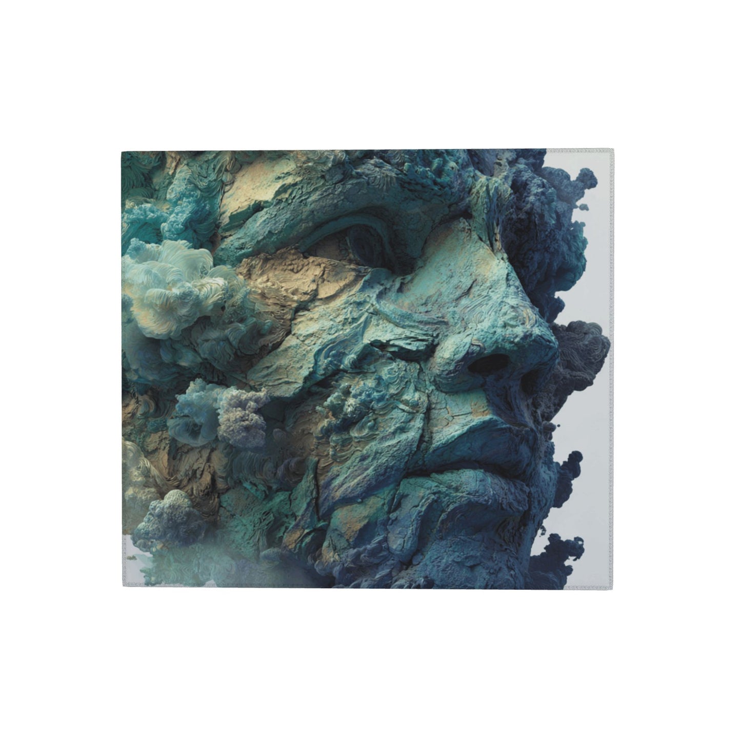 Sculpted Blue Rock Face Kitchen Drying Mat – 18x16in Absorbent & Non-Slip Counter Mat with Artistic Design