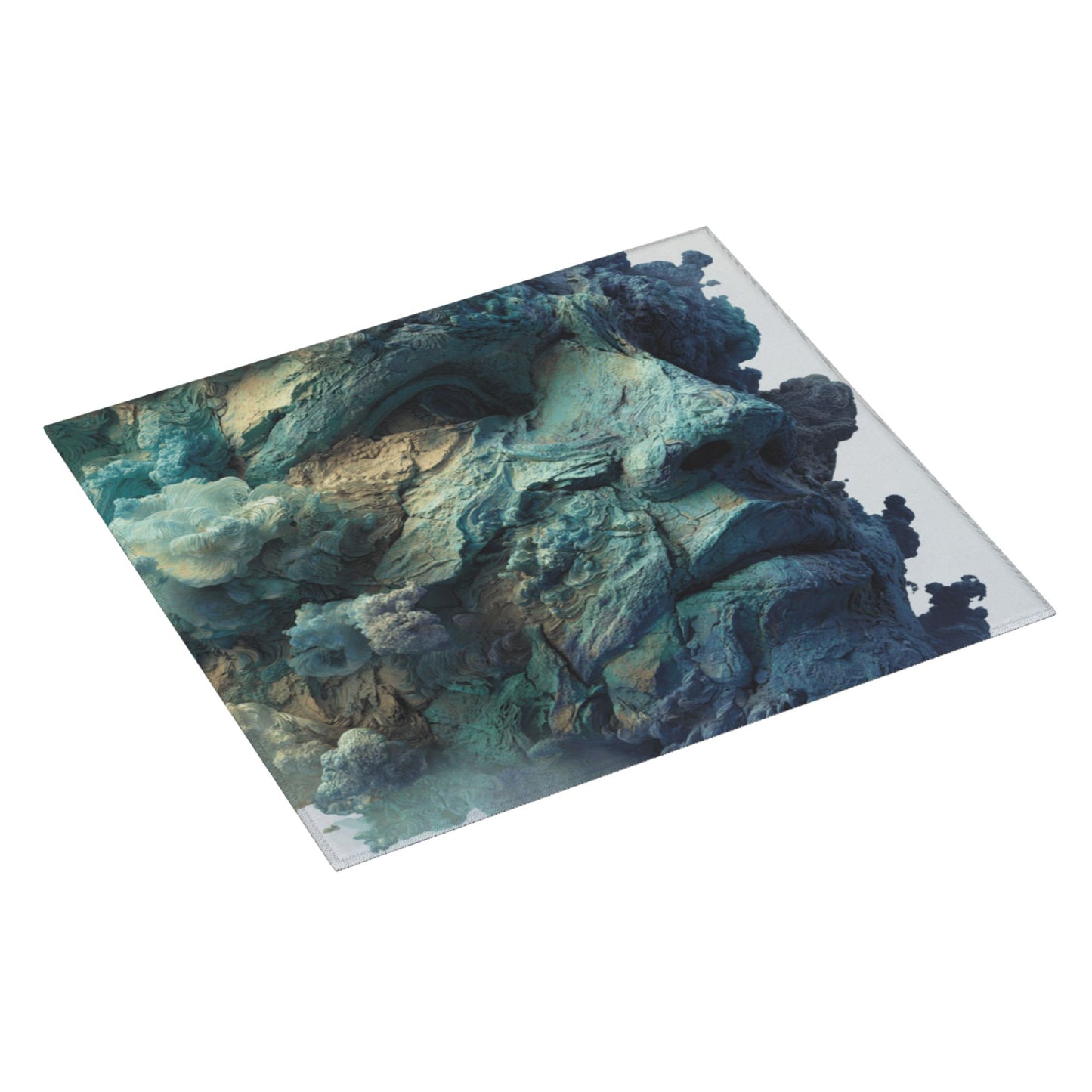 Sculpted Blue Rock Face Kitchen Drying Mat – 18x16in Absorbent & Non-Slip Counter Mat with Artistic Design