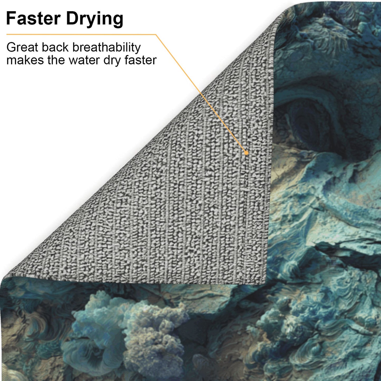Sculpted Blue Rock Face Kitchen Drying Mat – 18x16in Absorbent & Non-Slip Counter Mat with Artistic Design